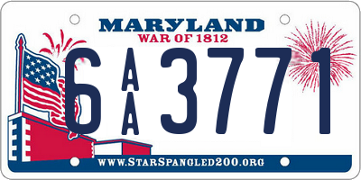 MD license plate 6AA3771