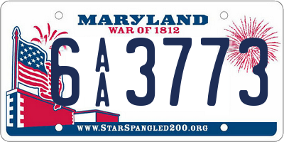 MD license plate 6AA3773