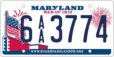 MD license plate 6AA3774