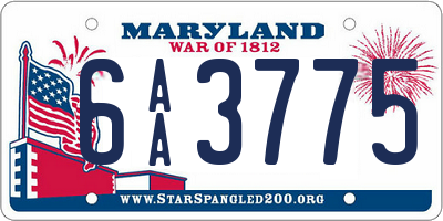 MD license plate 6AA3775