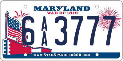 MD license plate 6AA3777