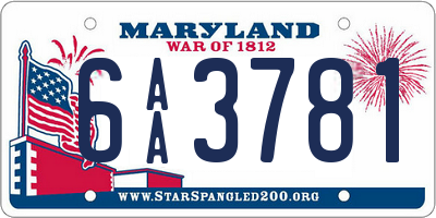 MD license plate 6AA3781