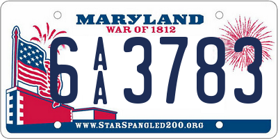 MD license plate 6AA3783