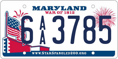 MD license plate 6AA3785