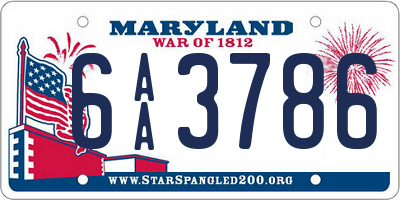 MD license plate 6AA3786