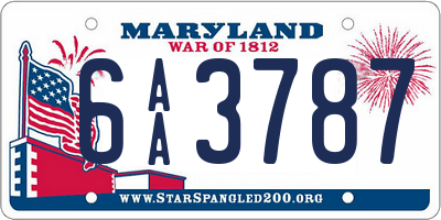 MD license plate 6AA3787