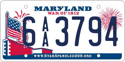 MD license plate 6AA3794