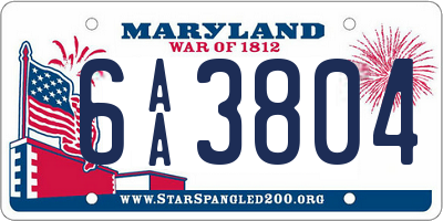 MD license plate 6AA3804