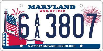 MD license plate 6AA3807