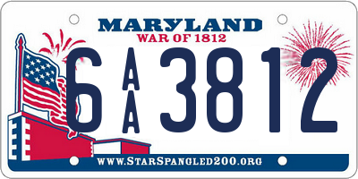 MD license plate 6AA3812