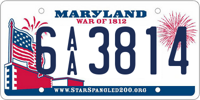 MD license plate 6AA3814