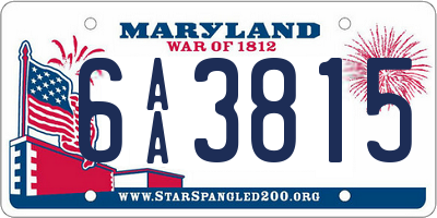 MD license plate 6AA3815
