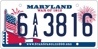 MD license plate 6AA3816