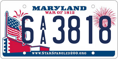 MD license plate 6AA3818