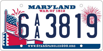 MD license plate 6AA3819