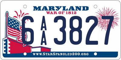 MD license plate 6AA3827