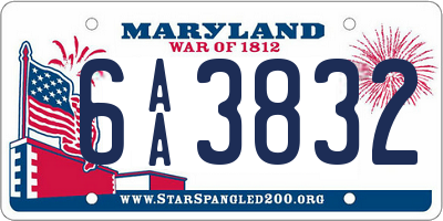 MD license plate 6AA3832