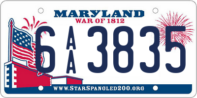 MD license plate 6AA3835