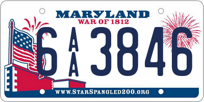 MD license plate 6AA3846