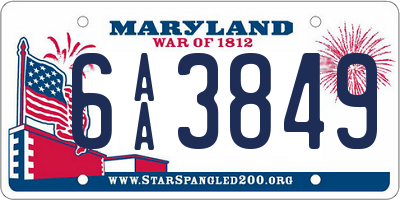 MD license plate 6AA3849