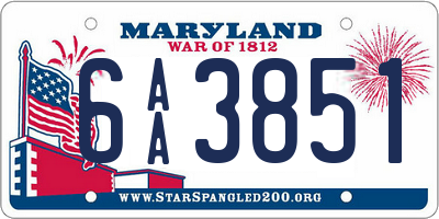 MD license plate 6AA3851