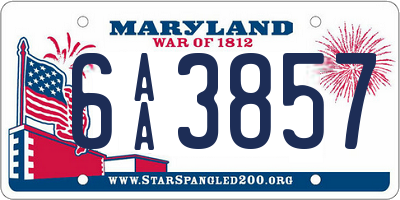 MD license plate 6AA3857