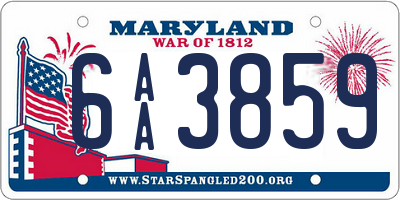 MD license plate 6AA3859