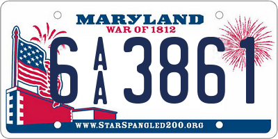 MD license plate 6AA3861