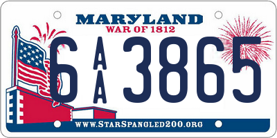 MD license plate 6AA3865