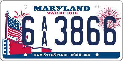 MD license plate 6AA3866