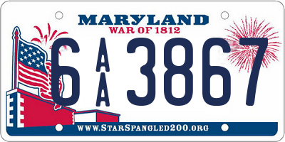 MD license plate 6AA3867