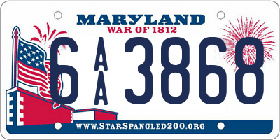 MD license plate 6AA3868