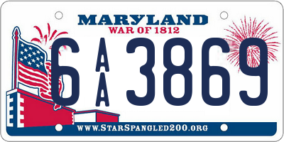 MD license plate 6AA3869