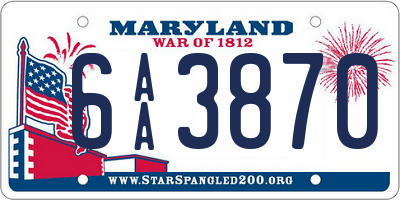 MD license plate 6AA3870