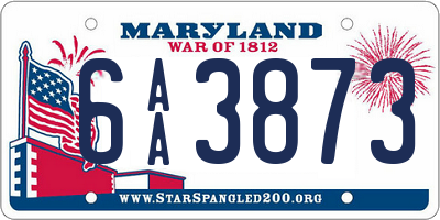 MD license plate 6AA3873