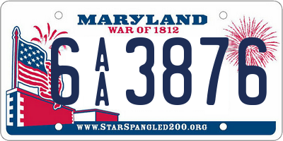 MD license plate 6AA3876