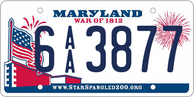 MD license plate 6AA3877