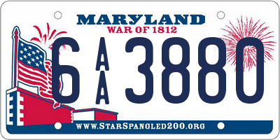 MD license plate 6AA3880