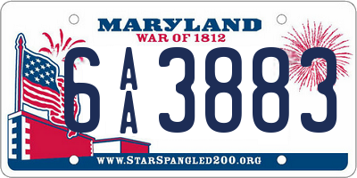 MD license plate 6AA3883