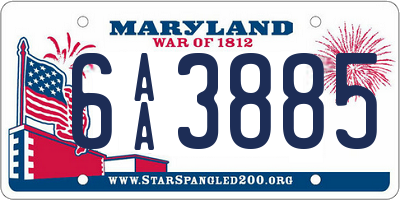 MD license plate 6AA3885