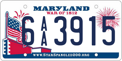 MD license plate 6AA3915