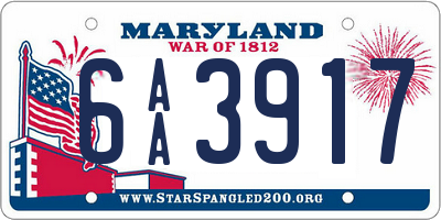 MD license plate 6AA3917