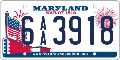 MD license plate 6AA3918