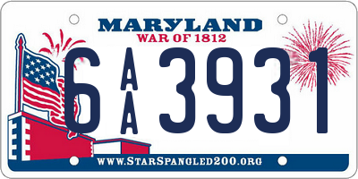 MD license plate 6AA3931