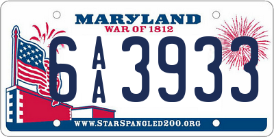 MD license plate 6AA3933