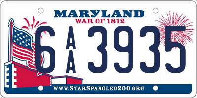 MD license plate 6AA3935