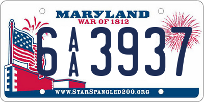 MD license plate 6AA3937