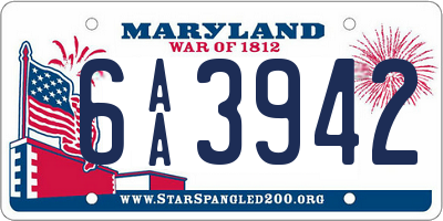 MD license plate 6AA3942