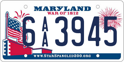 MD license plate 6AA3945
