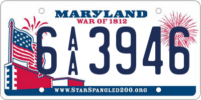 MD license plate 6AA3946